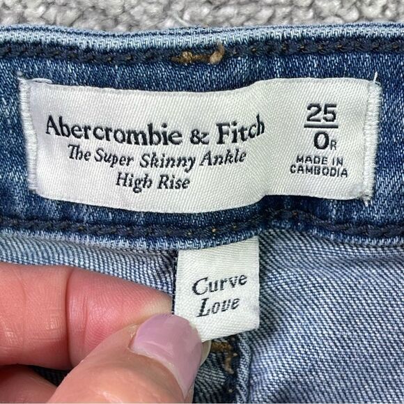 Abercrombie Jeans Women's 23X25 Blue Skinny Ankle High Rise Curve Love Distress - Picture 6 of 13